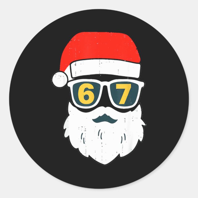 67 Meme Six Seven Santa Face Kids Men Boys Girls C Classic Round Sticker (Front)