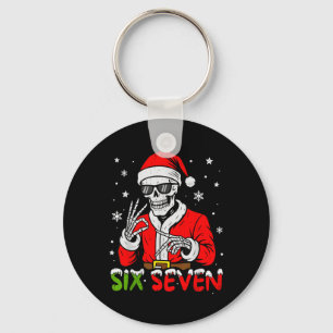 67 Meme Six Seven Skeleton Santa Funny Christmas G Key Ring