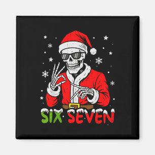 67 Meme Six Seven Skeleton Santa Funny Christmas G Magnet
