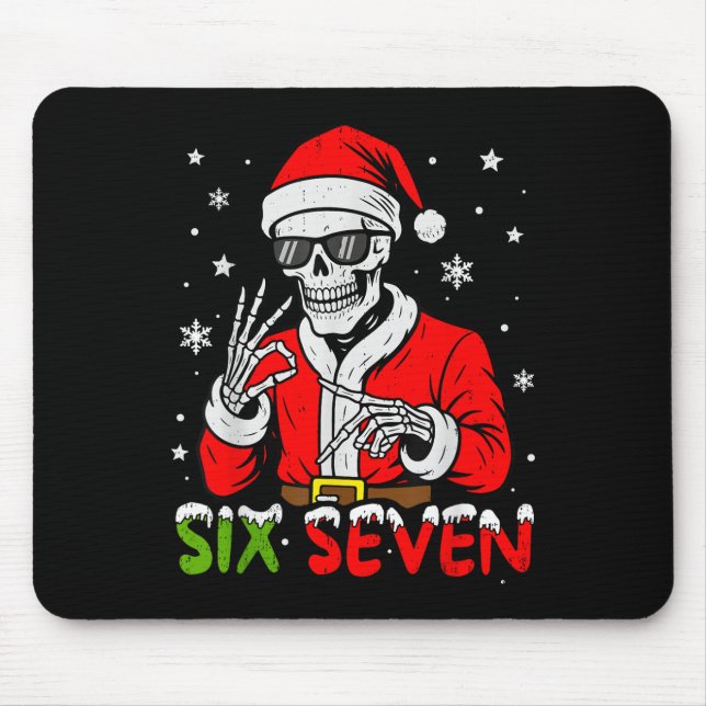67 Meme Six Seven Skeleton Santa Funny Christmas G Mouse Pad (Front)