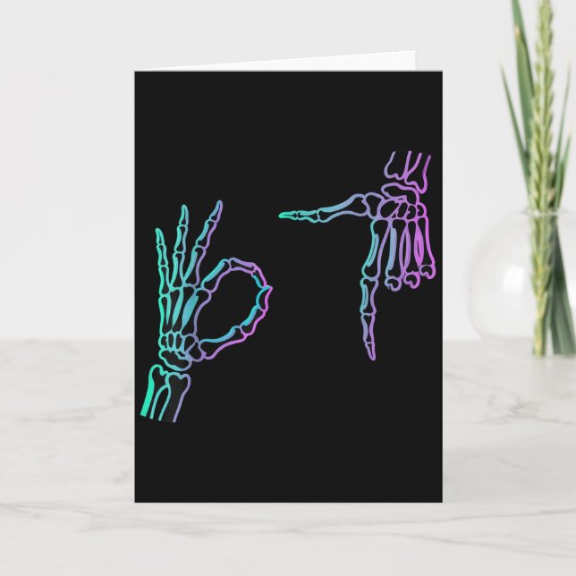 67 Meme Skeleton Hand 6 7 Halloween Six Seven  Card (Front)