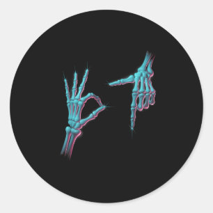 67 Meme Skeleton Hand 6 7 Halloween Six Seven Funn Classic Round Sticker