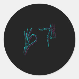 67 Meme Skeleton Hand 6 7 Halloween Six Seven Funn Classic Round Sticker