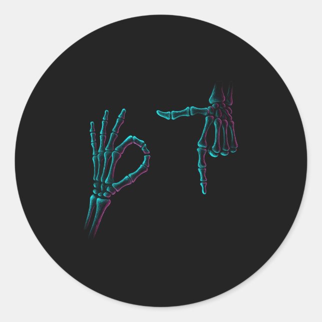 67 Meme Skeleton Hand 6 7 Halloween Six Seven Funn Classic Round Sticker (Front)