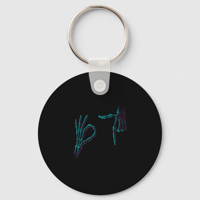 67 Meme Skeleton Hand 6 7 Halloween Six Seven Funn Key Ring (Front)