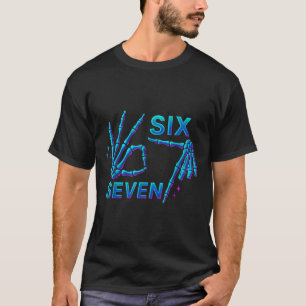 67 Meme Skeleton Hand 6 7 Halloween Six Seven Funn T-Shirt