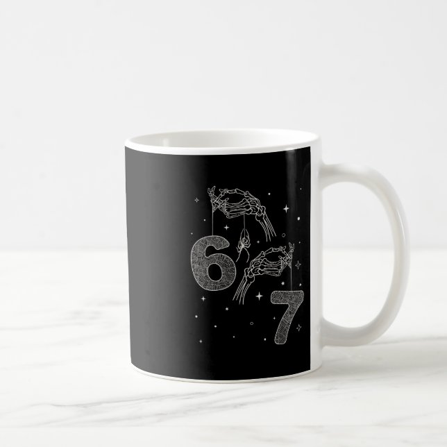 67 Meme Skeleton Hand Funny Halloween Six Seven Te Coffee Mug (Right)