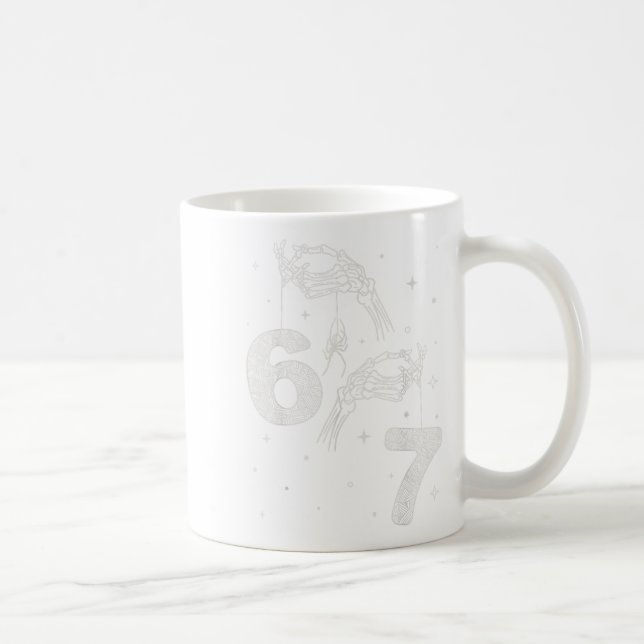 67 Meme Skeleton Hand Funny Halloween Six Seven Te Coffee Mug (Right)