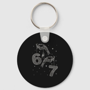67 Meme Skeleton Hand Funny Halloween Six Seven Te Key Ring