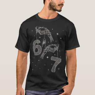 67 Meme Skeleton Hand Funny Halloween Six Seven Te T-Shirt