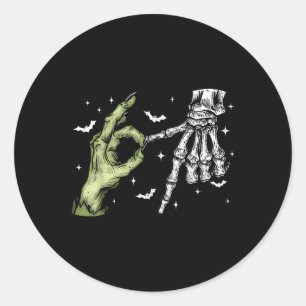 67 Meme Skeleton Zombie Hand 6 7 Halloween Six Sev Classic Round Sticker