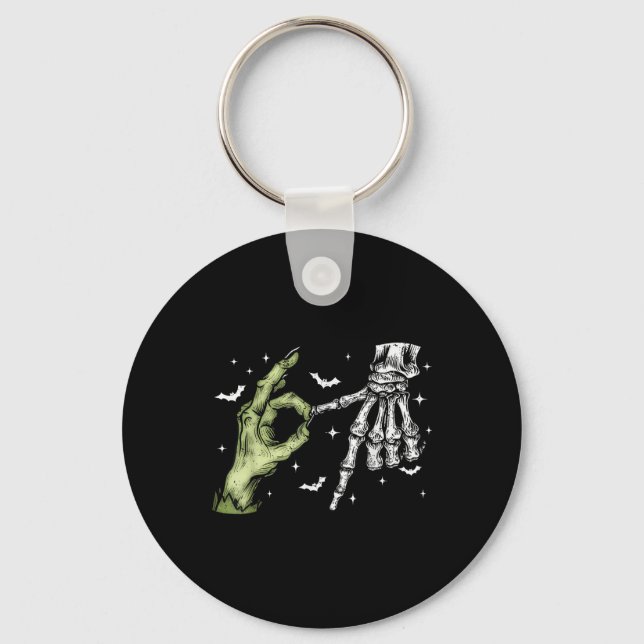 67 Meme Skeleton Zombie Hand 6 7 Halloween Six Sev Key Ring (Front)