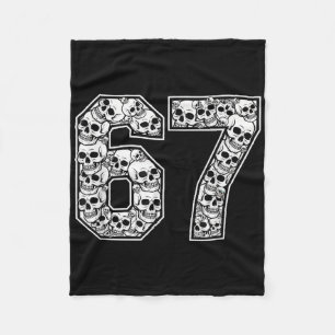 67 Meme Skull Pattern Graphic Halloween Number Art Fleece Blanket