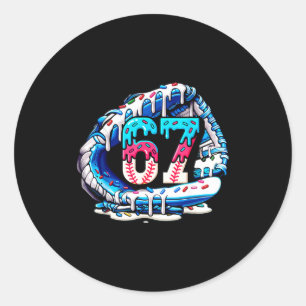67 Meme Slang Baseball Glove Drip Ice Cream Six Se Classic Round Sticker