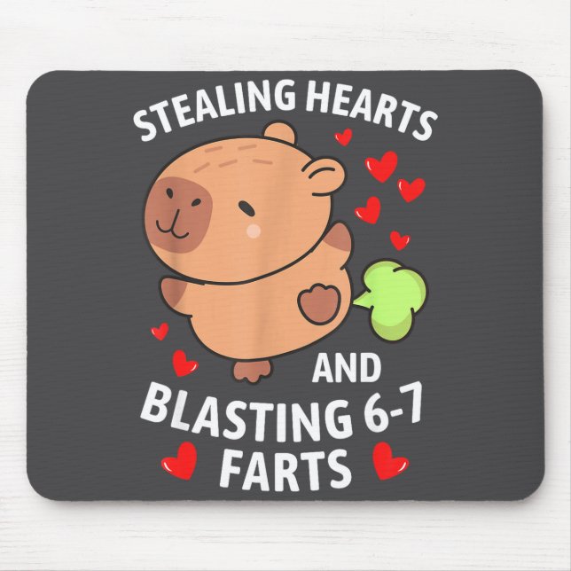 67 Meme Stealing Hearts Valentine's Day Capybara K Mouse Pad (Front)