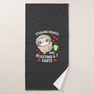 67 Meme Stealing Hearts Valentine's Day Sloth Kids Bath Towel