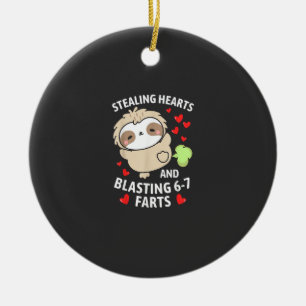 67 Meme Stealing Hearts Valentine's Day Sloth Kids Ceramic Tree Decoration