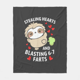 67 Meme Stealing Hearts Valentine's Day Sloth Kids Fleece Blanket