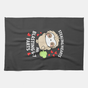 67 Meme Stealing Hearts Valentine's Day Sloth Kids Tea Towel