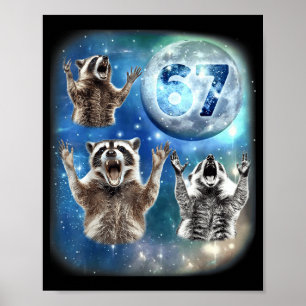 67 Meme Three Racoon Howling At The Moon 67 Poster