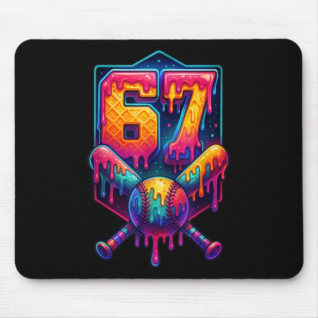 67 Meme Trendy Baseball Funny Number 67 Player Six Mouse Pad (Front)