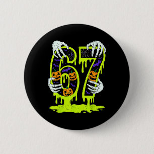 67 Meme Trendy Skeleton Halloween Funny Six Seven  6 Cm Round Badge