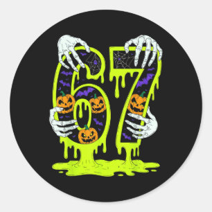 67 Meme Trendy Skeleton Halloween Funny Six Seven Classic Round Sticker