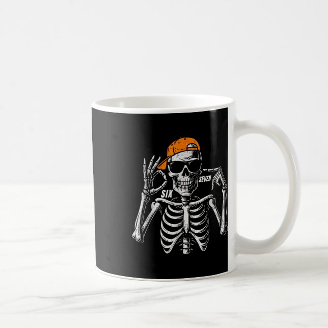 67 Meme Trendy Skeleton Halloween Funny Six Seven  Coffee Mug (Right)