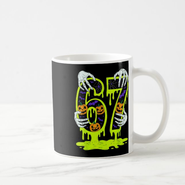 67 Meme Trendy Skeleton Halloween Funny Six Seven  Coffee Mug (Right)