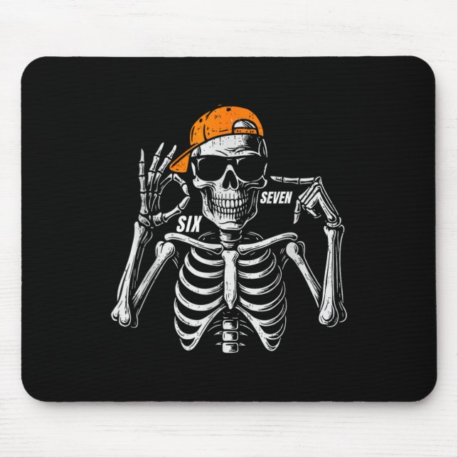 67 Meme Trendy Skeleton Halloween Funny Six Seven  Mouse Pad (Front)