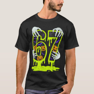 67 Meme Trendy Skeleton Halloween Funny Six Seven  T-Shirt