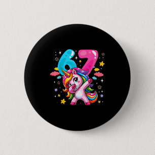 67 Meme Unicorn For Girls Six Seven Meme Brainrot  6 Cm Round Badge