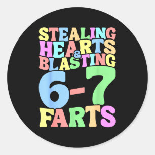 67 Meme Valentine's Day Six Seven 6-7 Funny Steali Classic Round Sticker