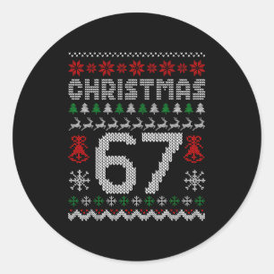 67 Meme Xmas Gen Alpha Fun Six Seven Ugly Christma Classic Round Sticker