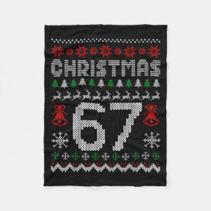 67 Meme Xmas Gen Alpha Fun Six Seven Ugly Christma Fleece Blanket