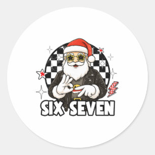 67 Meme Xmas Six Seven Santa 6 7 Christmas Men Wom Classic Round Sticker