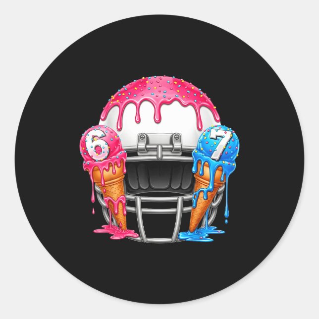 67 Number Ice Cream Drip American Football Art  Classic Round Sticker (Front)