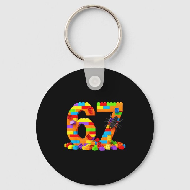 67 Number Meme Six Seven 6 7 Building Blocks Gen A Key Ring (Front)