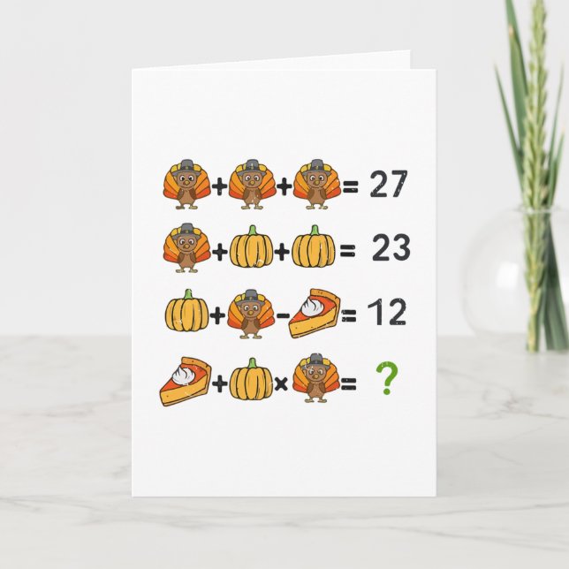 67 Order Operation Math Teacher Thanksgiving Turke Card (Front)