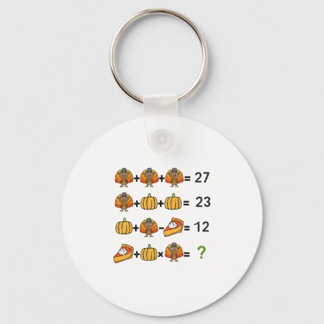 67 Order Operation Math Teacher Thanksgiving Turke Key Ring (Front)