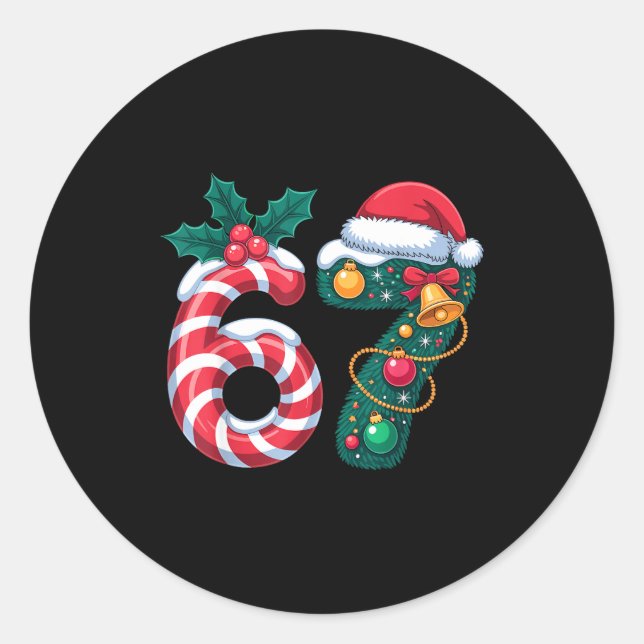 67 Pajama Holiday Shirt 6 7 Meme Funny 67 Christma Classic Round Sticker (Front)