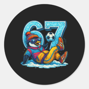 67 Penguin Soccer Funny Winter Meme Gift _1 Classic Round Sticker