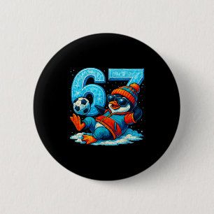 67 Penguin Soccer Funny Winter Meme Gift 6 Cm Round Badge