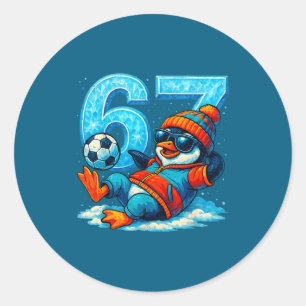 67 Penguin Soccer Funny Winter Meme Gift Classic Round Sticker