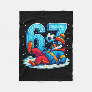67 Penguin Soccer Funny Winter Meme Gift Fleece Blanket
