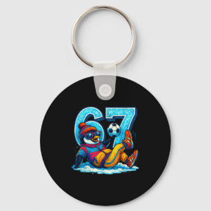 67 Penguin Soccer Funny Winter Meme Gift  Key Ring