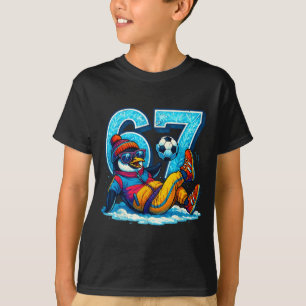 67 Penguin Soccer Funny Winter Meme Gift  T-Shirt