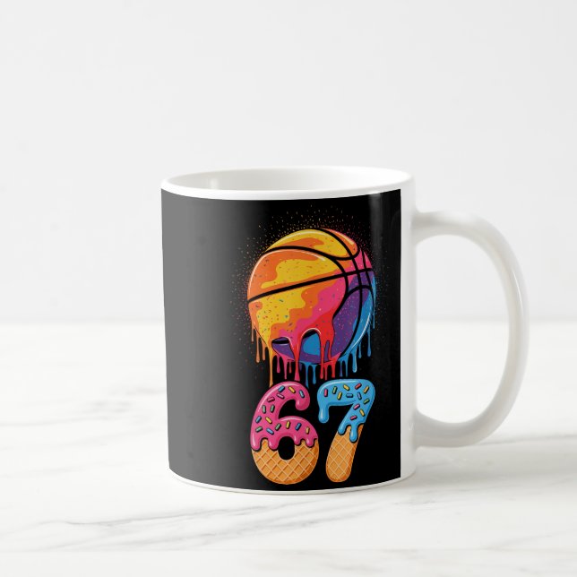 67 Player 67th Birthday Basketball Drip Number Ice Coffee Mug (Right)