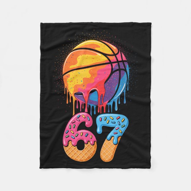 67 Player 67th Birthday Basketball Drip Number Ice Fleece Blanket (Front)