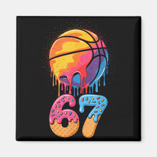 67 Player 67th Birthday Basketball Drip Number Ice Magnet
